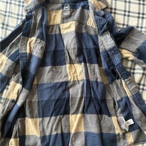 Wonder Nation Navy and Tan Plaid Shirt